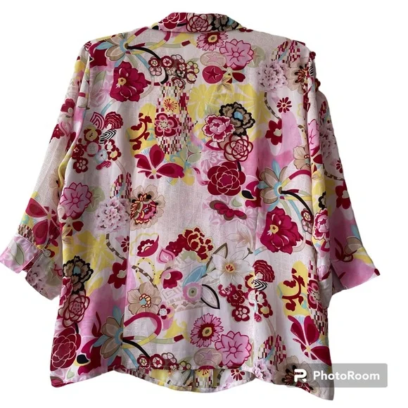 Belissimo Pink Floral Blouse Size 1X - Picture 3 of 10
